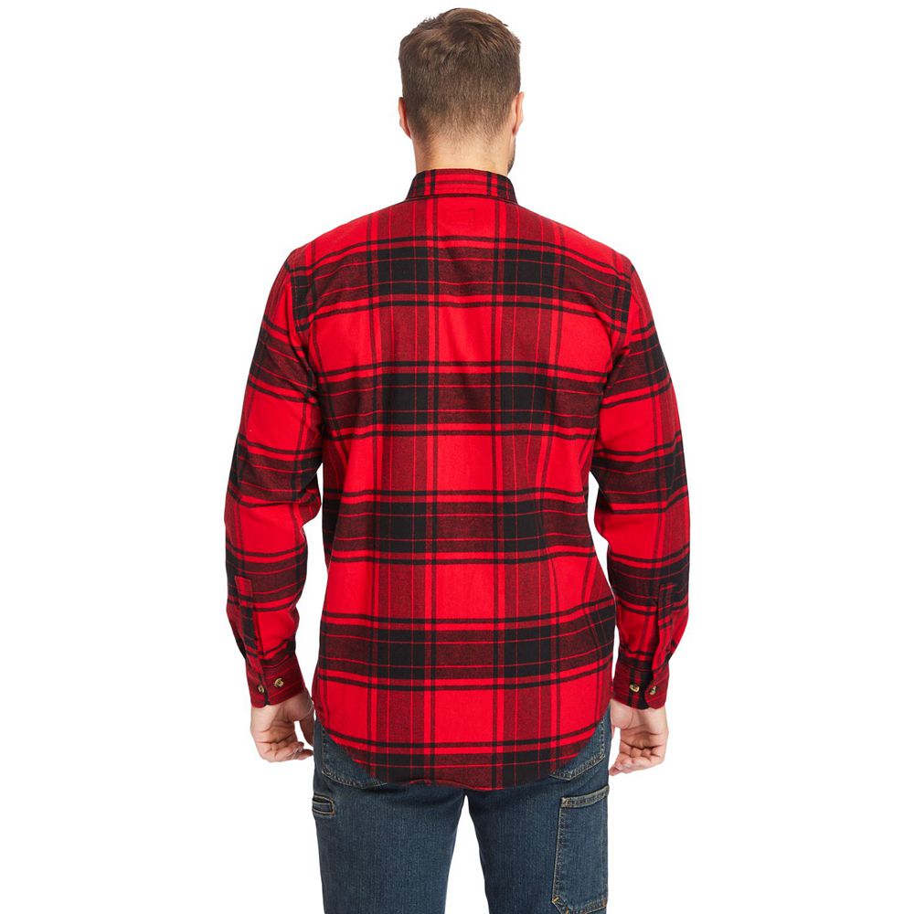 Timberland Mens Shirts PRO® Woodfort Heavyweight Flannel Work - Red/Black - India BI4026598